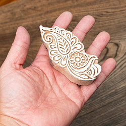 インド伝統の手彫りウッドブロックスタンプ9.5×4.5cm - サブ5