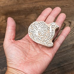 ウッドブロックスタンプ【孔雀】約6×5cm - サブ5