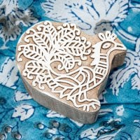 ウッドブロックスタンプ【孔雀】約6×5cm