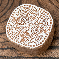 インド伝統の手彫りウッドブロックスタンプ5×5cm - サブ2