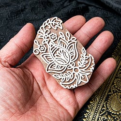 インド伝統の手彫りウッドブロックスタンプ4.5×7.5cm - サブ5