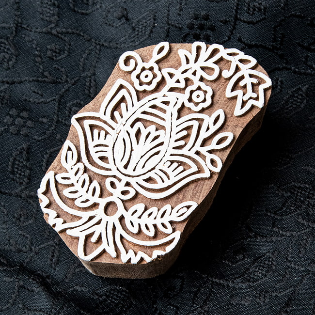 インド伝統の手彫りウッドブロックスタンプ4.5×7.5cmの写真スタンプ,ウッドブロック,ウッドスタンプ,カーテン,インテリア,