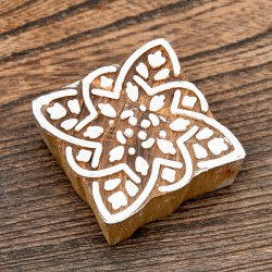 インド伝統の手彫りウッドブロックスタンプ5×5cm
