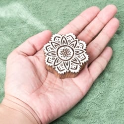 インド伝統の手彫りウッドブロックスタンプ5×5cm - サブ4
