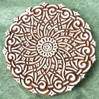 インド伝統の手彫りウッドブロックスタンプ12.5×12.5cm