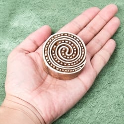 インド伝統の手彫りウッドブロックスタンプ5×5cm - サブ4