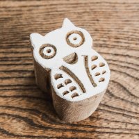 ウッドブロックスタンプ ふくろう 約4×3cm