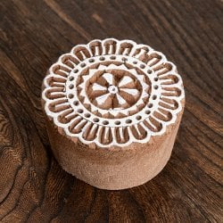 ウッドブロックスタンプ 花模様 直径5cm