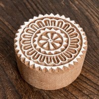 ウッドブロックスタンプ 花模様 直径5.5cm