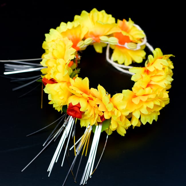 南インドの髪飾り - オレンジイエローの花の写真髪飾り,花,ジャスミン,南インド