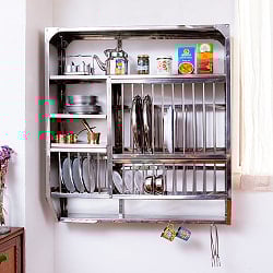 〔約98.5cm*約91cm〕魅せる収納 インドから昔ながらの 壁掛け式 インディアンキッチンラック 食器棚 〔組み立て式〕 - サブ4