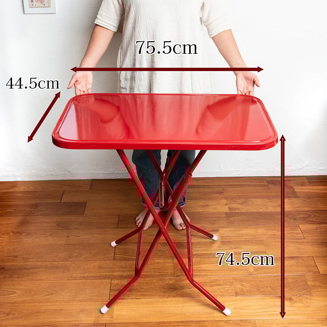 〔大型宅配便〕本場タイの屋台テーブル 簡単折りたたみ 屋台の本場を彩る 75.5cm x 44.5cm 3 - 一人〜二人の食卓にピッタリのサイズ。