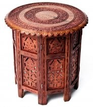 アジアンサイドテーブル　【直径：46cm】【格子足タイプ】(ID-MRACK-37)