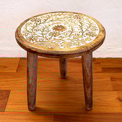 【全8種類】直径31cm マンゴーウッドのマンダラ・スツール - サブ2