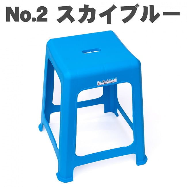 本場タイの屋台椅子　重ね収納OK!　テラスなど屋外で使えるスタッキングチェア 17 - 〔No.2〕ブルー