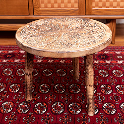 【全3種類】直径38cm　マンゴーウッドのマンダラ サイドテーブル - サブ2