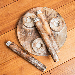 【全4種類】直径23cm　マンゴーウッドのマンダラ ミニテーブル プラントスタンド  - サブ5