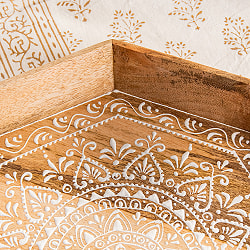 伝統の細密画 ウッドトレイ マンゴーウッド製 八角形 大 幅:38cm - サブ4