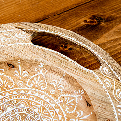 伝統の細密画 ウッドトレイ マンゴーウッド製 正円型 小 幅:30.5cm - サブ4