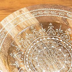 伝統の細密画 ウッドトレイ マンゴーウッド製 正円型 大 幅:36cm - サブ4