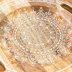 伝統の細密画 ウッドトレイ マンゴーウッド製 正円型 大 幅:36cm - サブ5