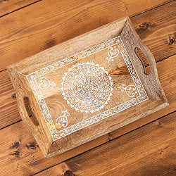 伝統の細密画 ウッドトレイ マンゴーウッド製 長方形 小 幅:36.5cm - サブ2