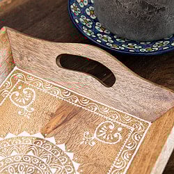 伝統の細密画 ウッドトレイ マンゴーウッド製 長方形 小 幅:36.5cm - サブ3