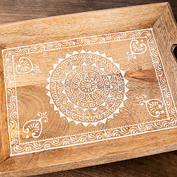 伝統の細密画 ウッドトレイ マンゴーウッド製 長方形 小 幅:36.5cm - サブ5