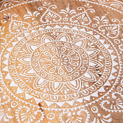 伝統の細密画 ウッドトレイ マンゴーウッド製 ラウンド 中サイズ 幅:35.5cm - サブ4