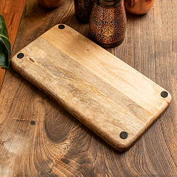 伝統の細密画 ウッドトレイ マンゴーウッド製 平型 幅:40.5cm - サブ5