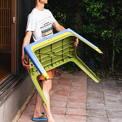 〔大型宅配便〕Viet Nhat社製　本場ベトナム　屋台テーブル　重ね収納OK!　テラスなど屋外で使える　スタッキングテーブル　アウトドア テーブル　机〔高さ：約51cm　横幅：約72cm〕 - サブ4