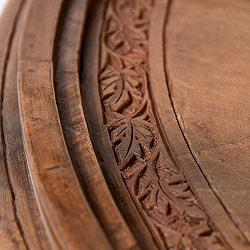 【1点もの】カシミールの細密彫刻 ハーフラウンドテーブル  ウォールナット製 横幅102cm程度 - サブ5