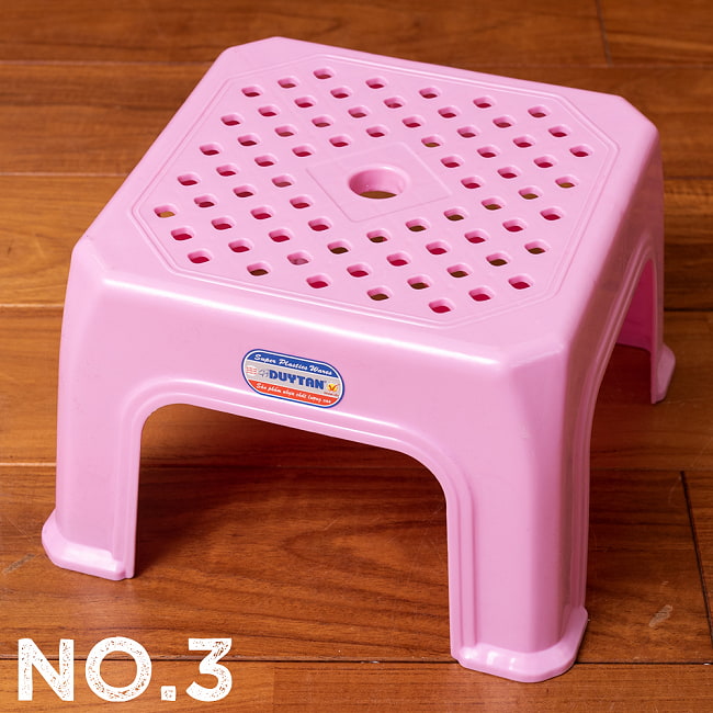 【自由に選べる4脚セット】〔ミニサイズ〕小さくてかわいい！本場ベトナムの屋台椅子　重ね収納OK!　テラスなど屋外で使えるスタッキングチェア 14 - No.3：ピンク