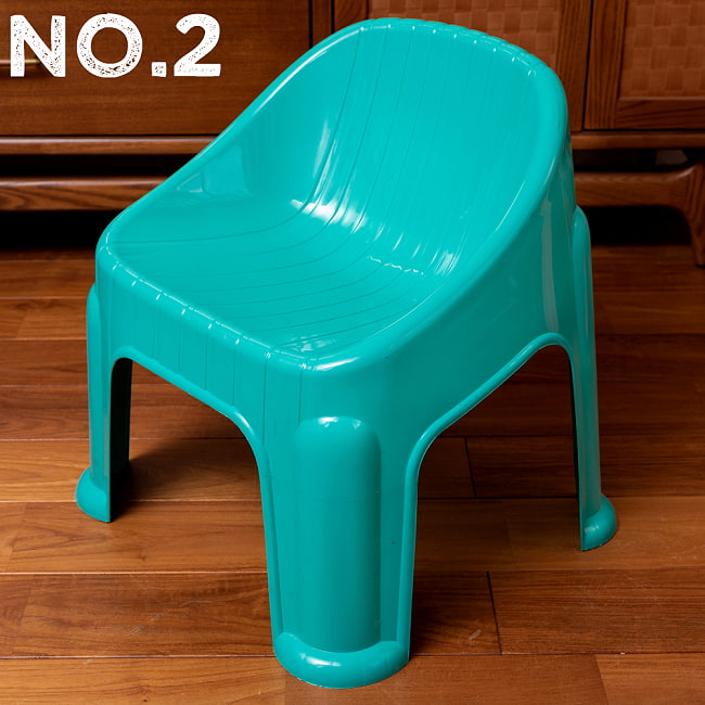 【自由に選べる2脚セット】レトロでかわいい　インドの屋台椅子　背もたれ付き　重ね収納OK!　テラスなど屋外で使えるスタッキングチェア 15 - 