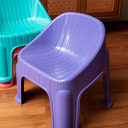 【自由に選べる2脚セット】レトロでかわいい　インドの屋台椅子　背もたれ付き　重ね収納OK!　テラスなど屋外で使えるスタッキングチェア - サブ5