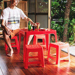 【自由に選べる6個セット】Viet Nhat社製　小さくてかわいい！本場ベトナムの屋台椅子　重ね収納OK!　テラスなど屋外で使えるスタッキングチェア - サブ2