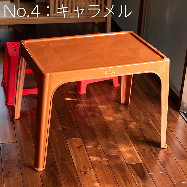 〔大型宅配便〕【自由に選べる8個SET】Viet Nhat社製 本場ベトナム 屋台テーブル 重ね収納OK! テラスなど屋外で使える スタッキングテーブル アウトドア テーブル 机〔足滑り止め付き〕 20 - No.4:キャラメル