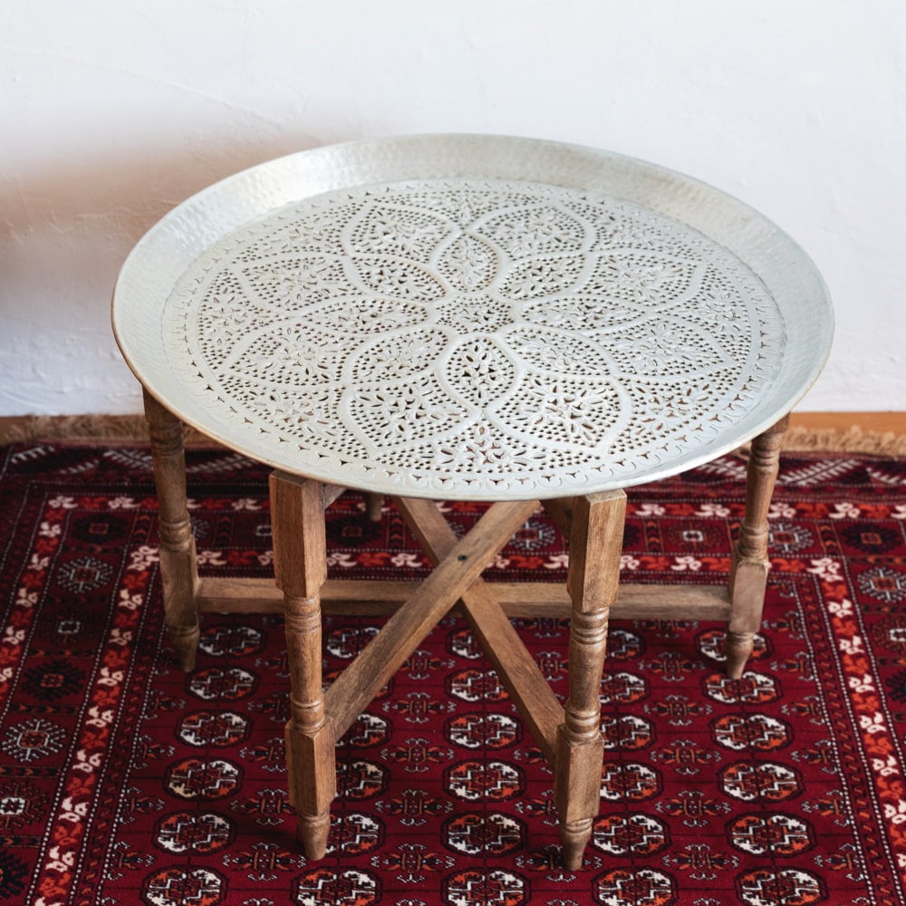 モロッコ テーブル アルミ製 折りたたみ - サイドテーブル