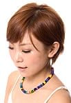 カラフルボーンのネックレス（ブルー系・ビーズ小さめ）の商品写真