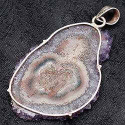 [シルバー925]インドの手作り原石ペンダントトップ[スライスアメジスト] - サブ3