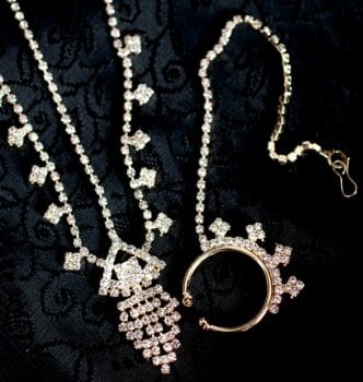 シンプルラインストーンのノーズリング&ティッカセット(ID-NECKSET-448)