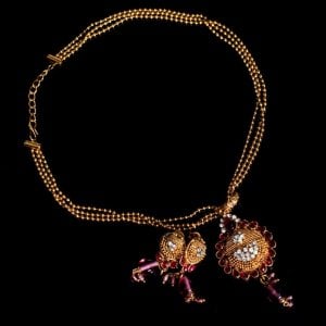 インド伝統アクセサリー フラワーネックレス&ピアスセット(ID-NECKSET-462)