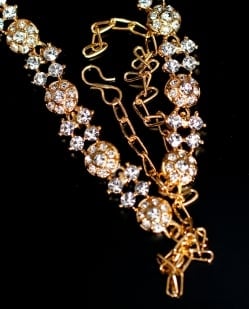 シンプルラインストーンのネックレス＆ピアスセット　パーティーや結婚式などへ　アクセサリーセット - サブ3