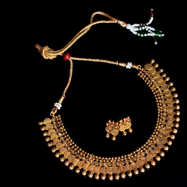 インド伝統アクセサリー クンダンネックレス&ピアスセットの写真