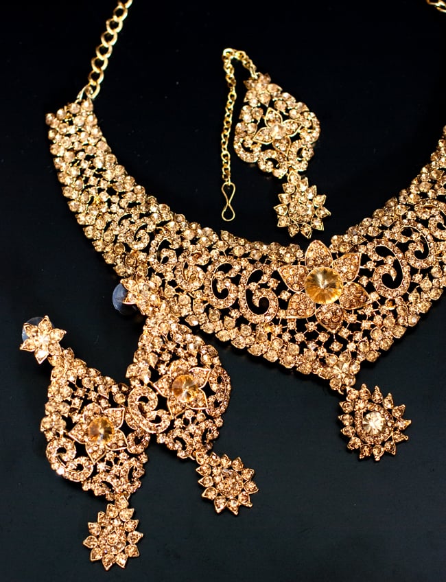 インドアクセサリー3点セット〔ネックレス、ピアス、ティッカ