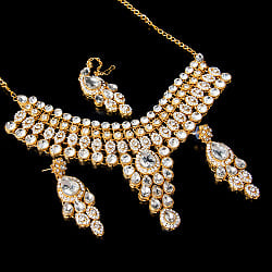 インドアクセサリー3点セット〔ネックレス、ピアス、ティッカ〕　パーティーや結婚式などへ - サブ2