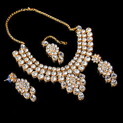 インドアクセサリー3点セット〔ネックレス、ピアス、ティッカ〕　パーティーや結婚式などへ - サブ2