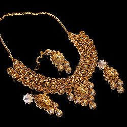 インドアクセサリー3点セット〔ネックレス、ピアス、ティッカ〕　パーティーや結婚式などへ - サブ5