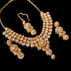 インドアクセサリー3点セット〔ネックレス、ピアス、ティッカ〕　パーティーや結婚式などへ - サブ2