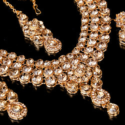 インドアクセサリー3点セット〔ネックレス、ピアス、ティッカ〕　パーティーや結婚式などへ - サブ4